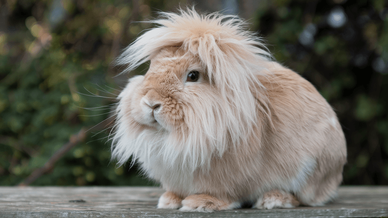 Löwenkopfkaninchen sitzend