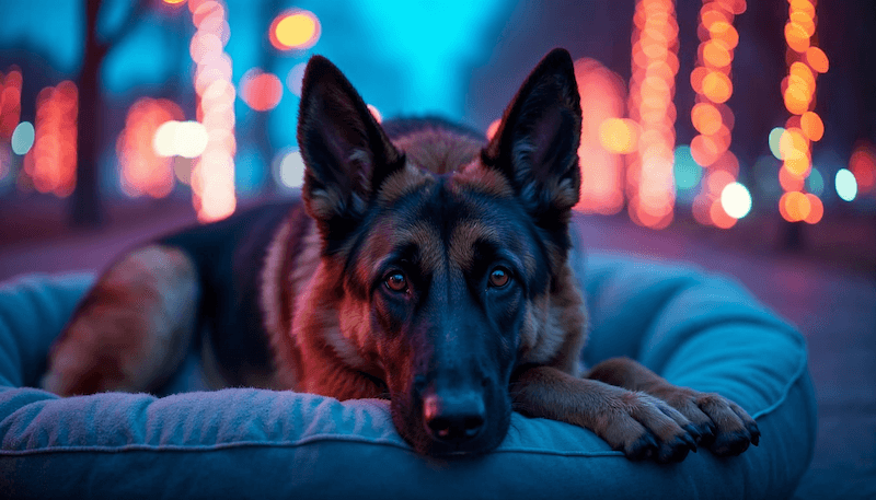 Hund auf seinem Schlafplatz