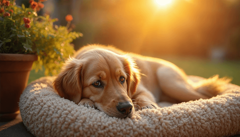 Hund auf seinem Schlafplatz